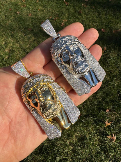 HarlemBling Iced Moissanite Opens Up Jesus Piece Ten Commandments Solid 925 Silver / Gold