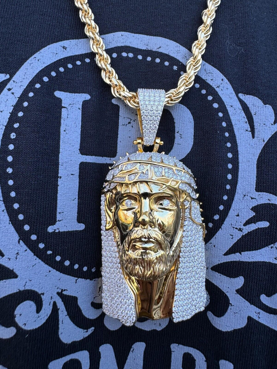 HarlemBling Iced Moissanite Opens Up Jesus Piece Ten Commandments Solid 925 Silver / Gold