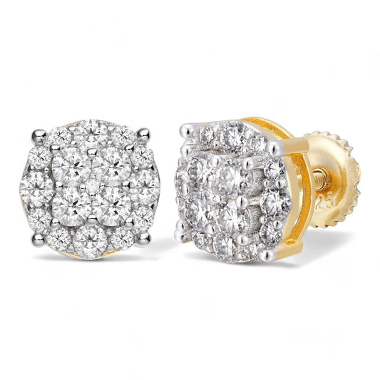 HarlemBling Iced Out Culture Earrings - 14k Gold Vermeil 925 Silver - CZ Stones - 9mm