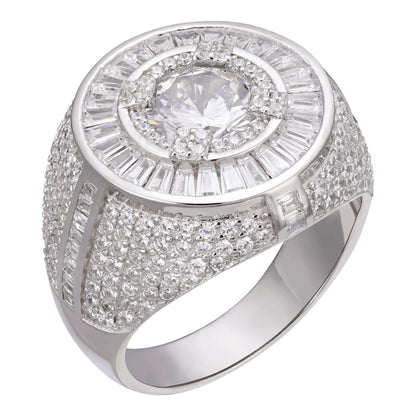 HarlemBling Iconic Big Stone Rapper Ring - 925 Silver - CZ Stones