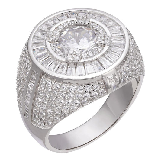 HarlemBling Iconic Big Stone Rapper Ring - 925 Silver - CZ Stones