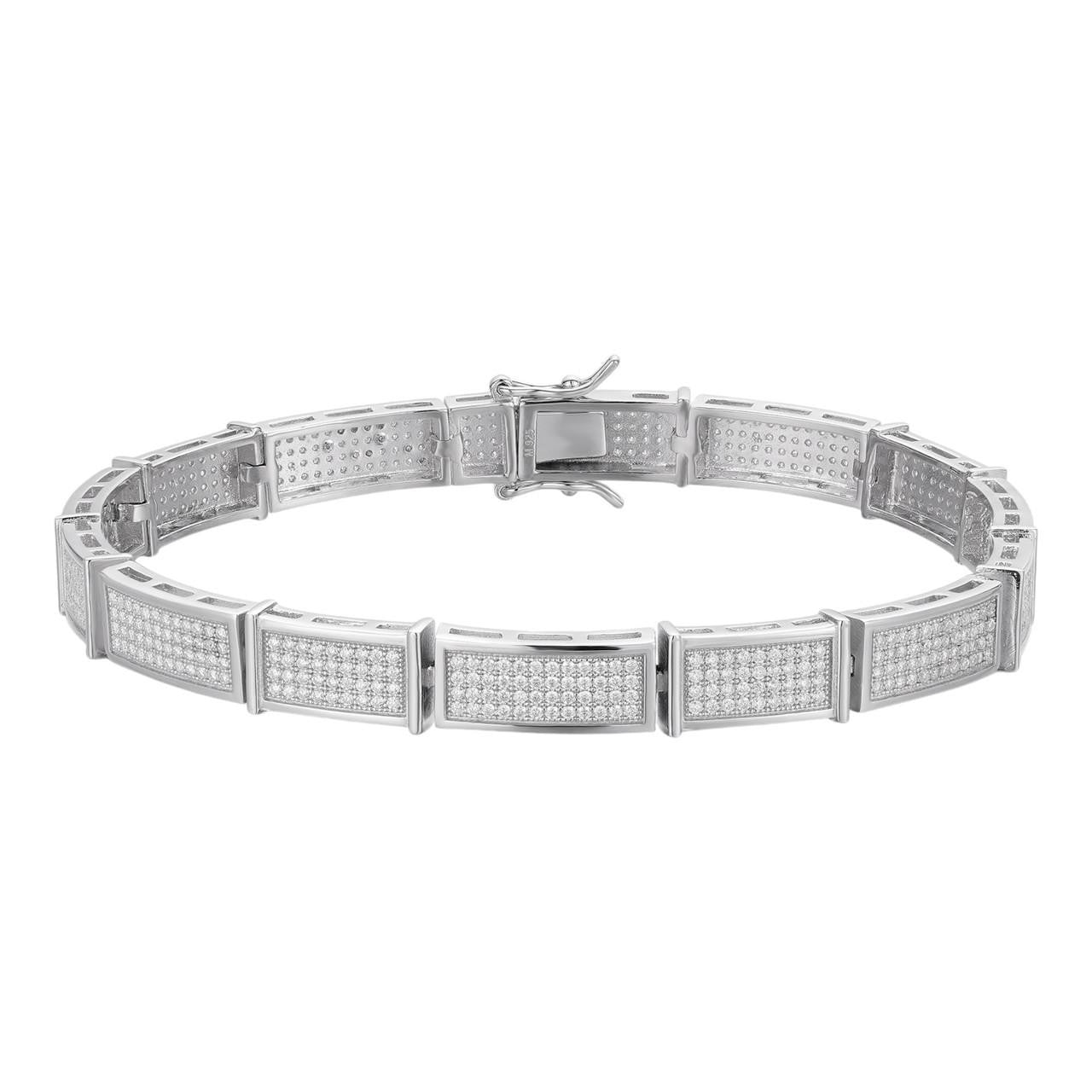 HarlemBling IMOISSANITE Bust Down Daily Custom Link Bracelet Iced Out - 925 Silver - 8.5mm - 7.5"-8.5"