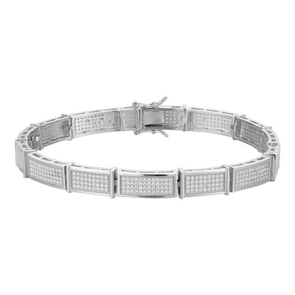 HarlemBling IMOISSANITE Bust Down Daily Custom Link Bracelet Iced Out - 925 Silver - 8.5mm - 7.5"-8.5"