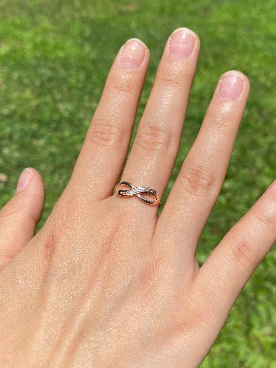 HarlemBling Infinity Love Loop Ring Diamond 925 Sterling Silver Or Yellow Rose Gold Finish