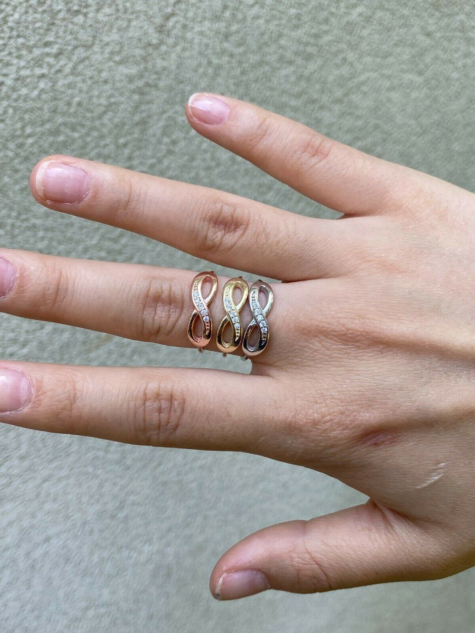 HarlemBling Infinity Love Loop Ring Diamond 925 Sterling Silver Or Yellow Rose Gold Finish