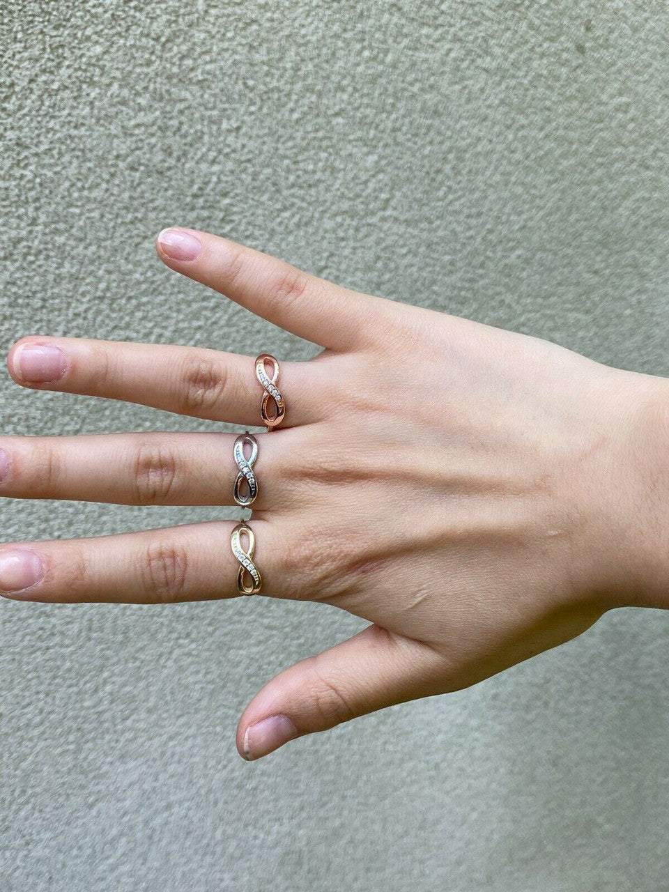 HarlemBling Infinity Love Loop Ring Diamond 925 Sterling Silver Or Yellow Rose Gold Finish