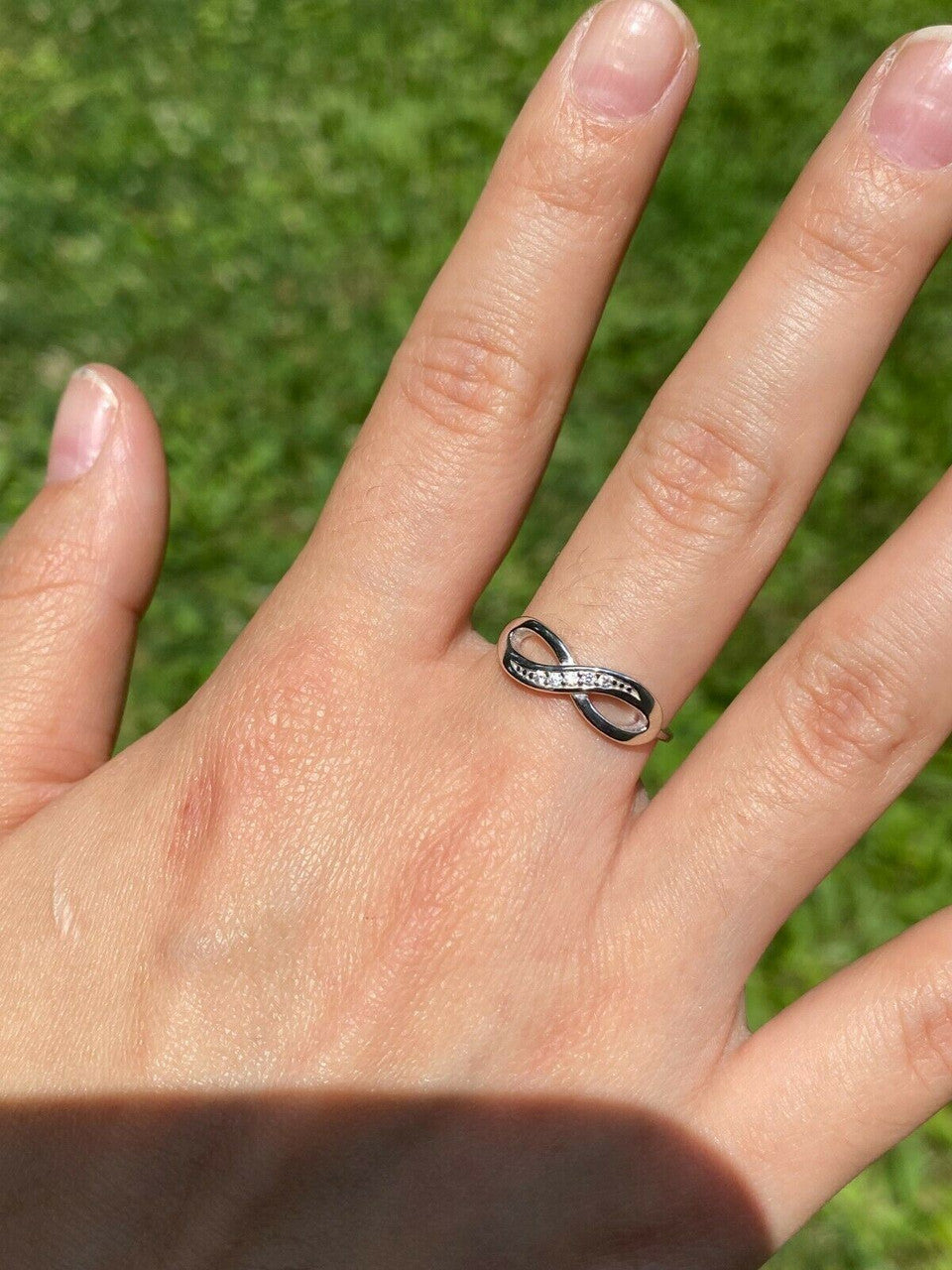 HarlemBling Infinity Love Loop Ring Diamond 925 Sterling Silver Or Yellow Rose Gold Finish