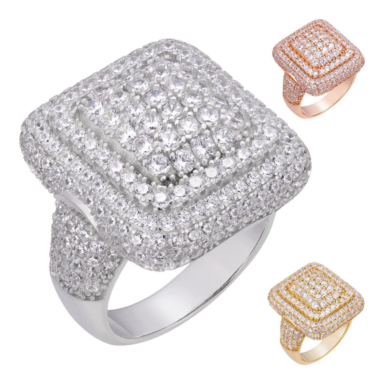 Real Rapper Rings Solid 925 Silver Men's Hip Hop Rapper Big Diamond Pinky RING 14k Gold ...