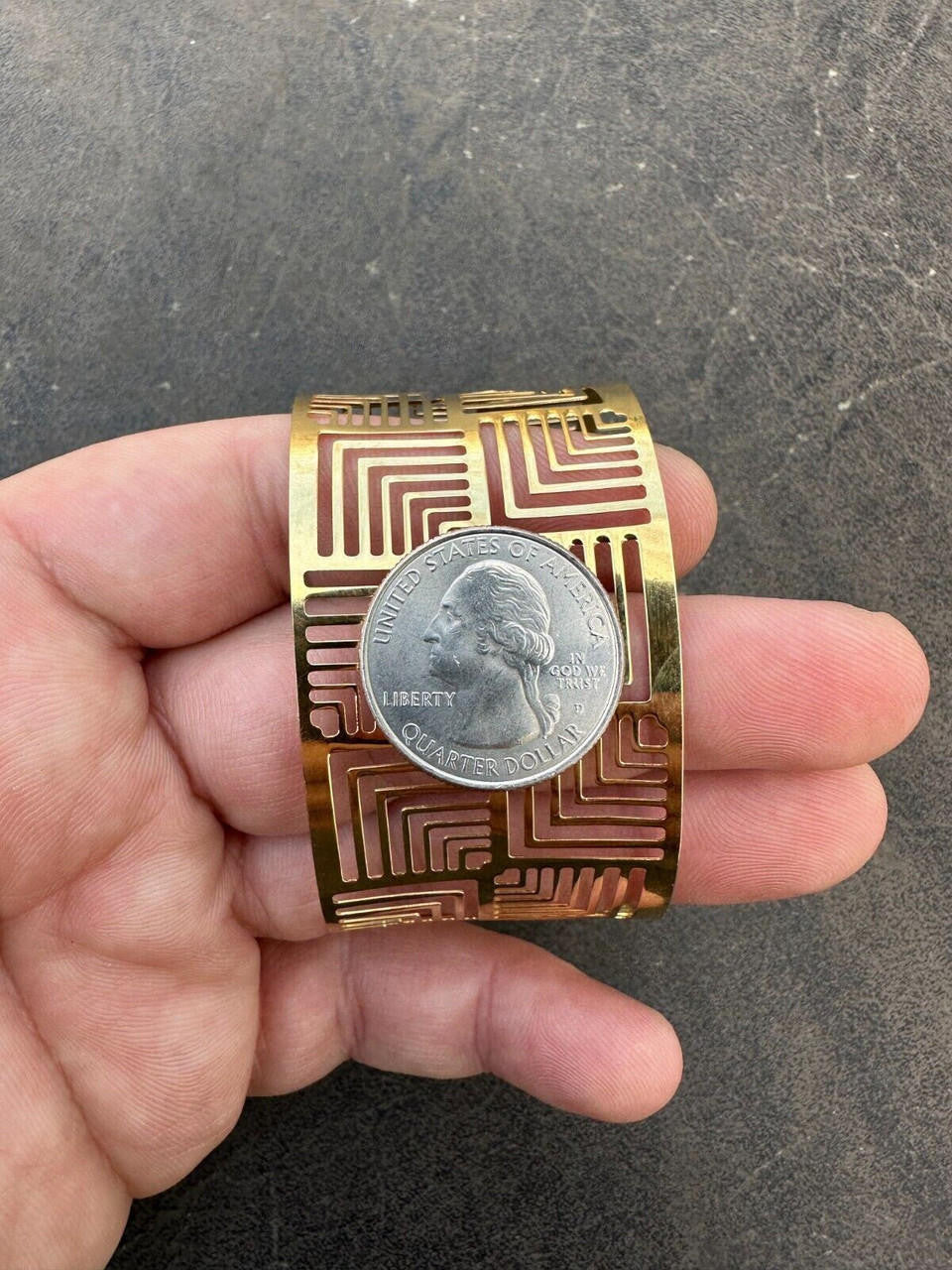 HarlemBling Italy Plain Solid 14k Gold Plated Real 925 Silver 1.5" BIG Cuff Bangle Bracelet