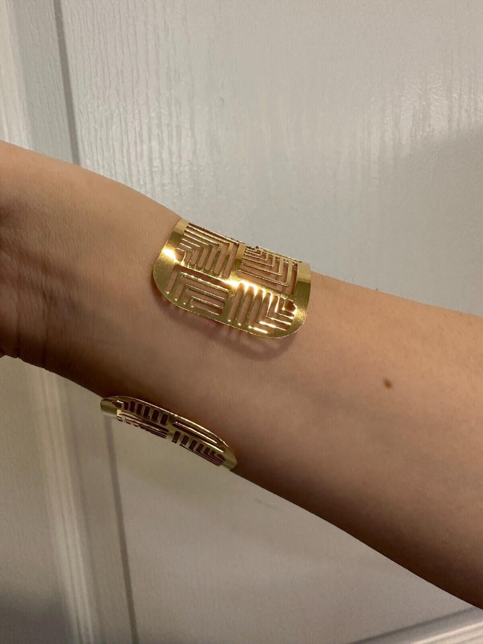 HarlemBling Italy Plain Solid 14k Gold Plated Real 925 Silver 1.5" BIG Cuff Bangle Bracelet