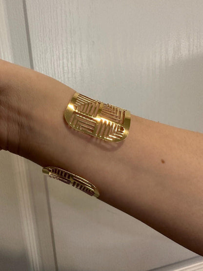 HarlemBling Italy Plain Solid 14k Gold Plated Real 925 Silver 1.5" BIG Cuff Bangle Bracelet