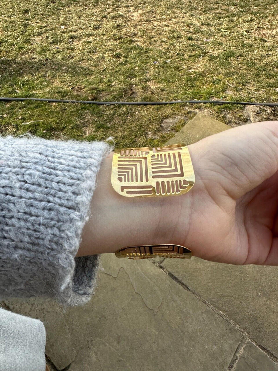 HarlemBling Italy Plain Solid 14k Gold Plated Real 925 Silver 1.5" BIG Cuff Bangle Bracelet