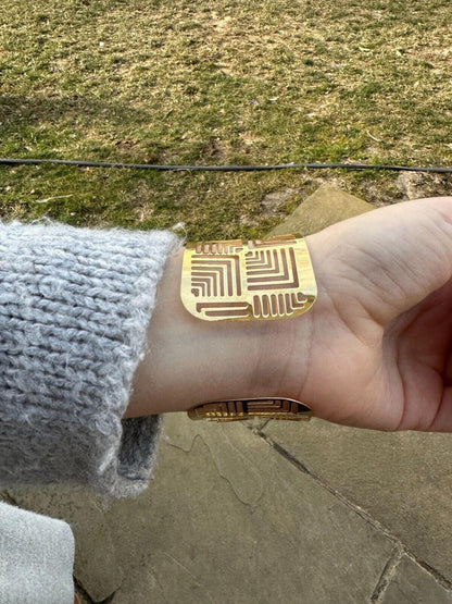 HarlemBling Italy Plain Solid 14k Gold Plated Real 925 Silver 1.5" BIG Cuff Bangle Bracelet