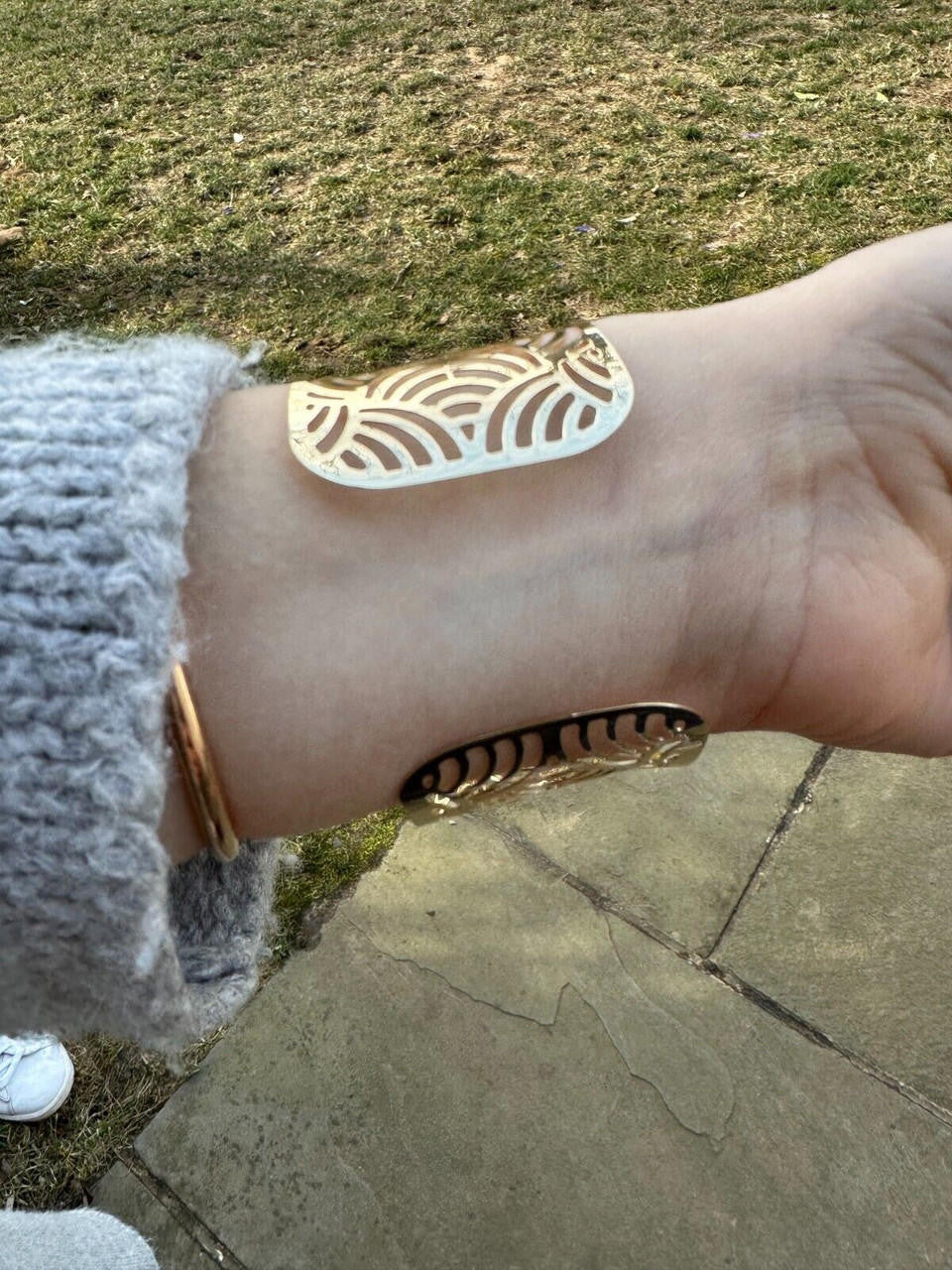 HarlemBling Italy Plain Solid 14k Gold Plated Real 925 Silver 1.5" Wide Cuff Bangle Bracelet