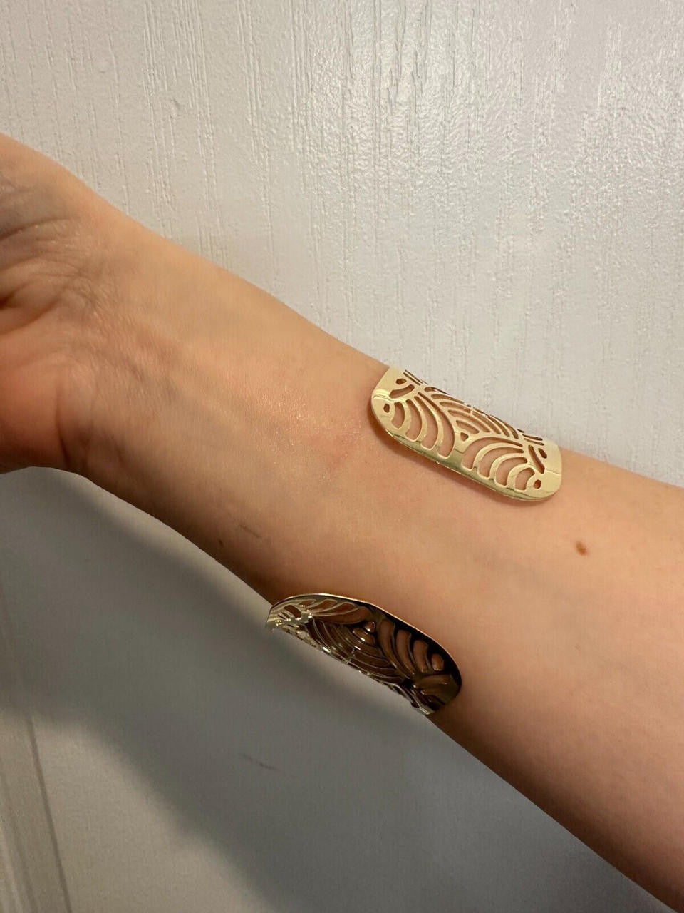 HarlemBling Italy Plain Solid 14k Gold Plated Real 925 Silver 1.5" Wide Cuff Bangle Bracelet