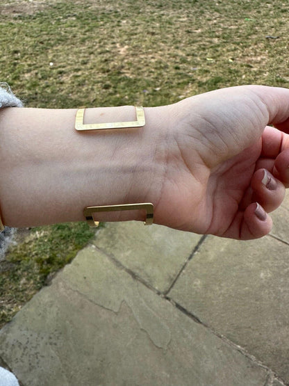 HarlemBling Italy Real 14k Gold Plated 925 Sterling Silver Plain 1.5" Cuff Bangle Bracelet