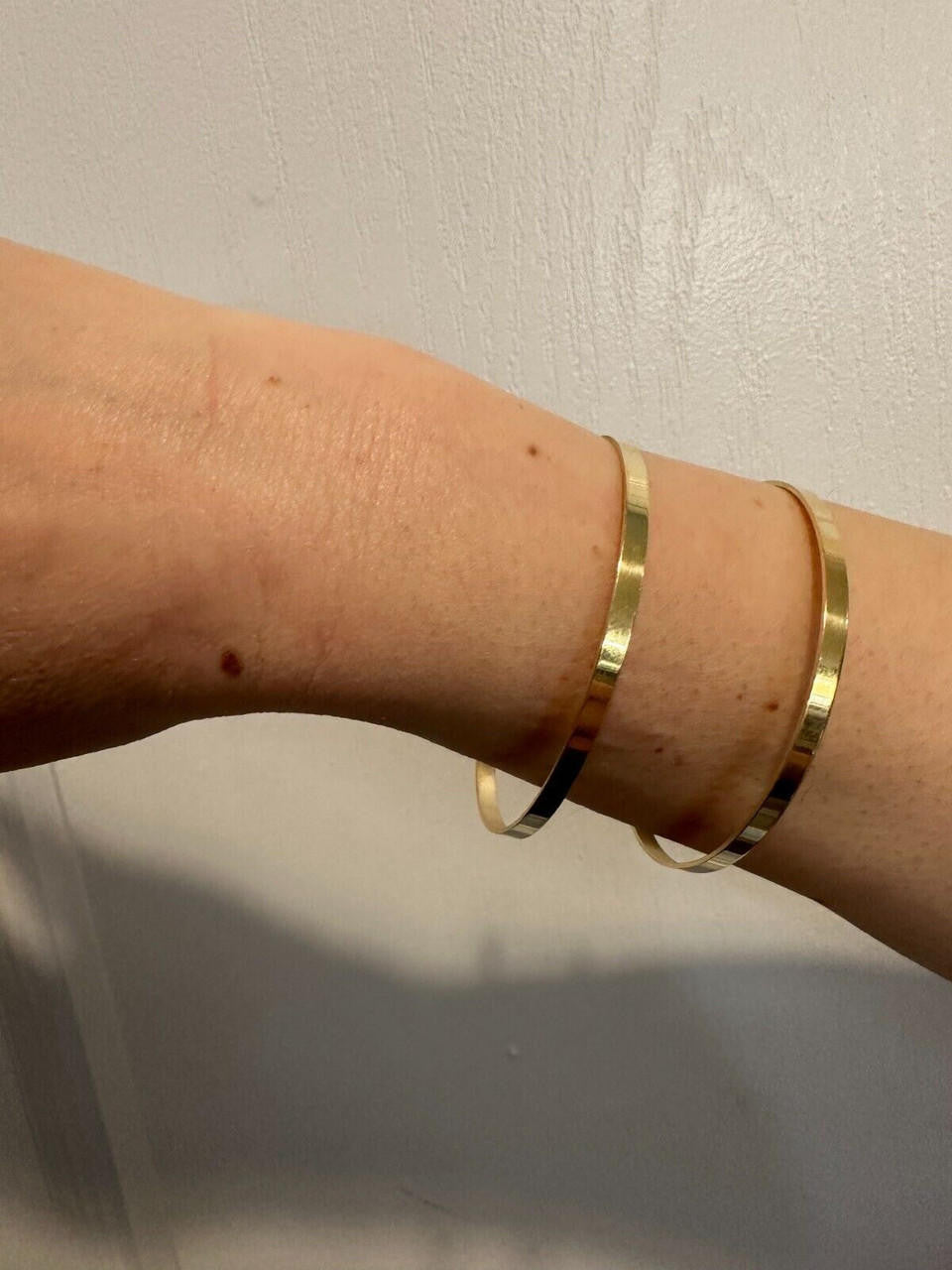 HarlemBling Italy Real 14k Gold Plated 925 Sterling Silver Plain 1.5" Cuff Bangle Bracelet