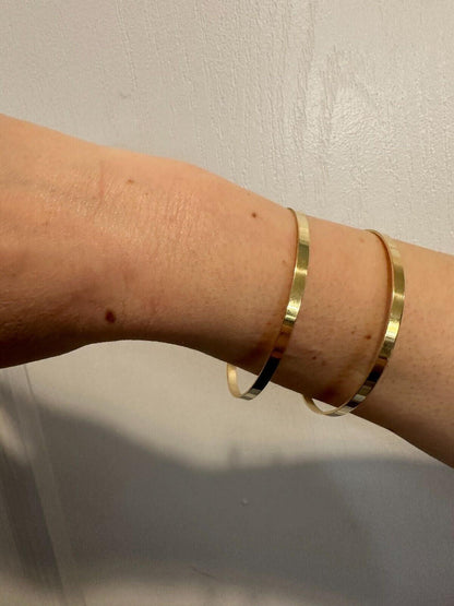 HarlemBling Italy Real 14k Gold Plated 925 Sterling Silver Plain 1.5" Cuff Bangle Bracelet