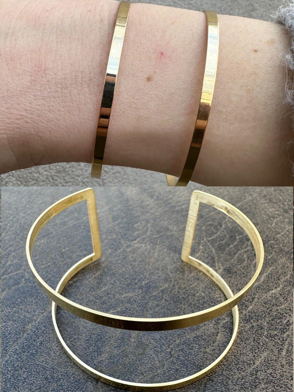 HarlemBling Italy Real 14k Gold Plated 925 Sterling Silver Plain 1.5" Cuff Bangle Bracelet