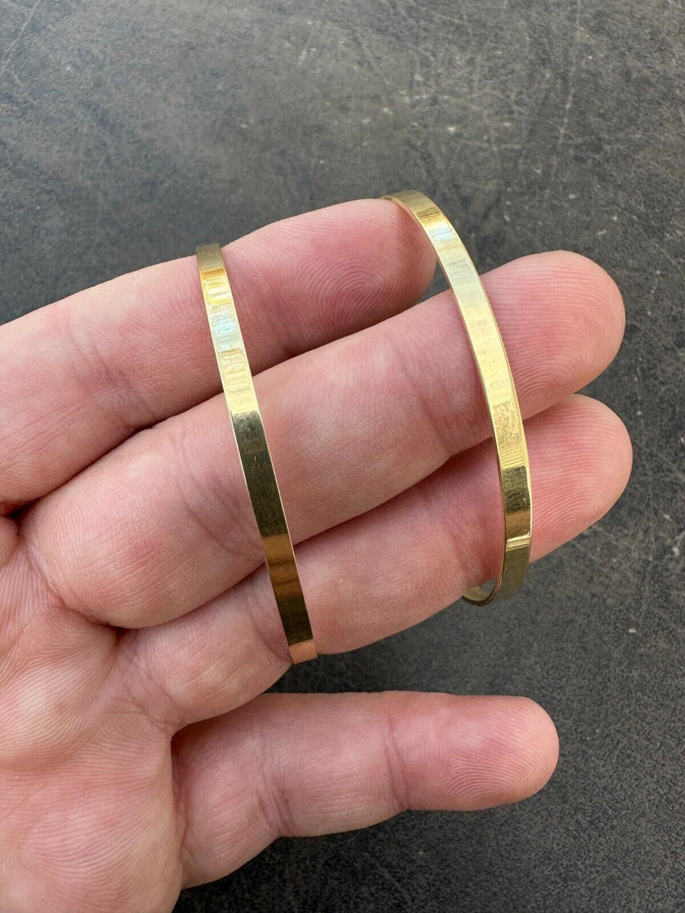 HarlemBling Italy Real 14k Gold Plated 925 Sterling Silver Plain 1.5" Cuff Bangle Bracelet