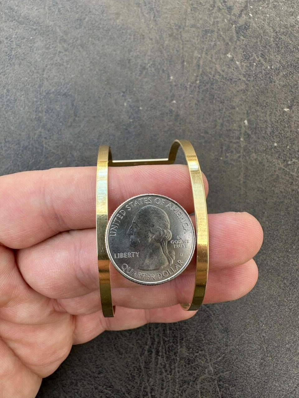 HarlemBling Italy Real 14k Gold Plated 925 Sterling Silver Plain 1.5" Cuff Bangle Bracelet