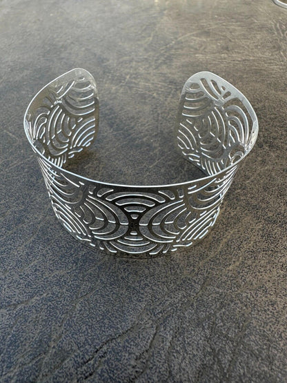 HarlemBling Italy Real Solid 925 Sterling Silver 1.5" BIG Designer Cuff Bangle Bracelet 6-8"