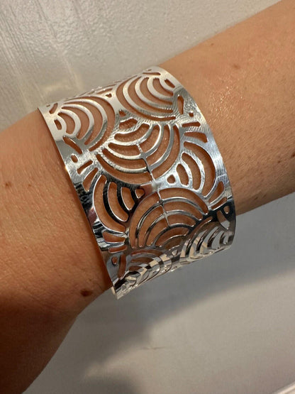 HarlemBling Italy Real Solid 925 Sterling Silver 1.5" BIG Designer Cuff Bangle Bracelet 6-8"