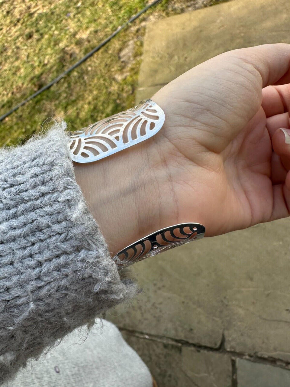 HarlemBling Italy Real Solid 925 Sterling Silver 1.5" BIG Designer Cuff Bangle Bracelet 6-8"