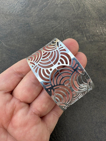 HarlemBling Italy Real Solid 925 Sterling Silver 1.5" BIG Designer Cuff Bangle Bracelet 6-8"