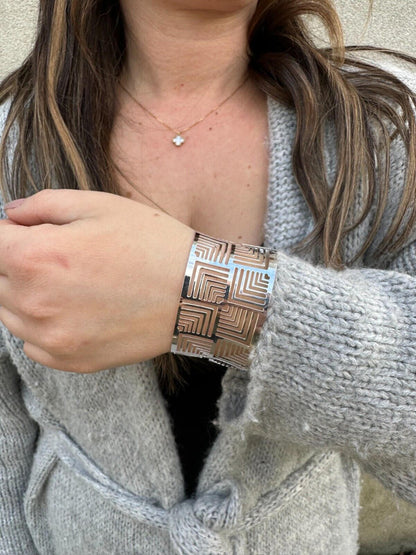 HarlemBling Italy Solid 925 Sterling Silver 1.5" BIG Wide Designer Cuff Bangle Bracelet 6-8"