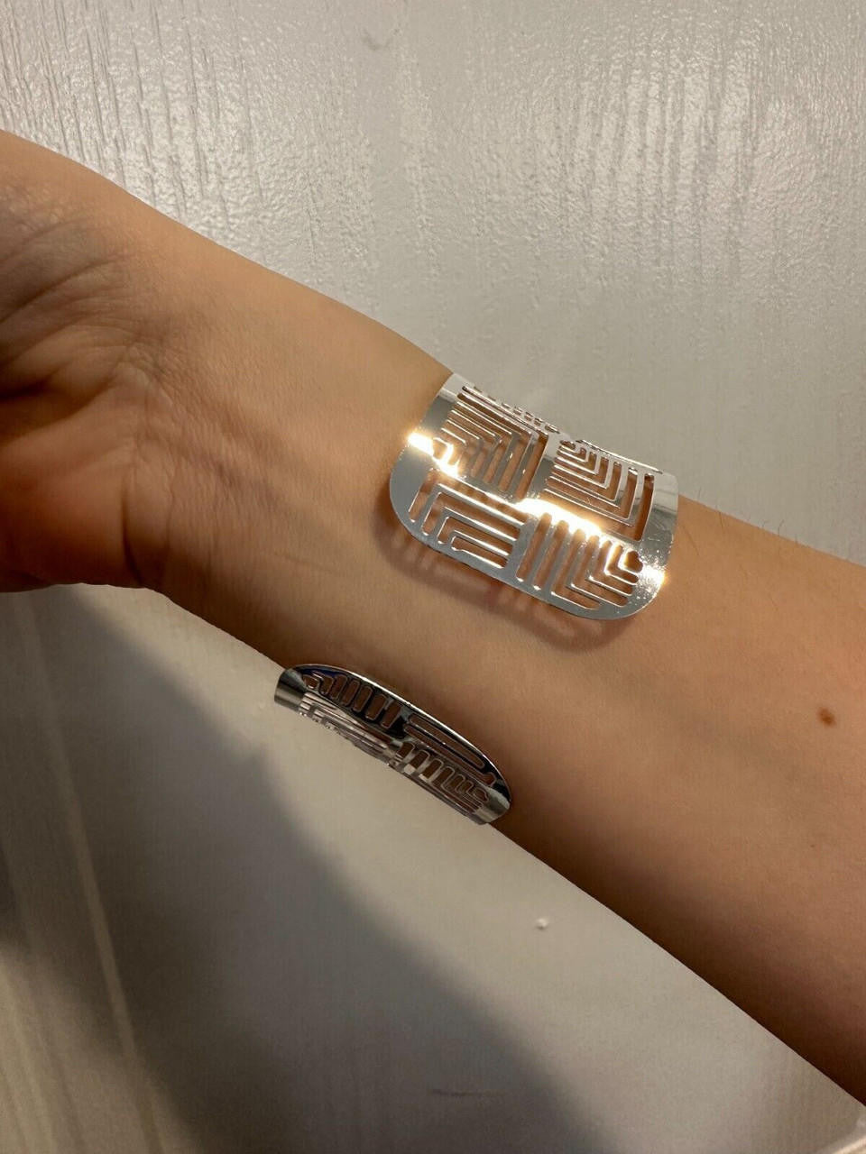 HarlemBling Italy Solid 925 Sterling Silver 1.5" BIG Wide Designer Cuff Bangle Bracelet 6-8"