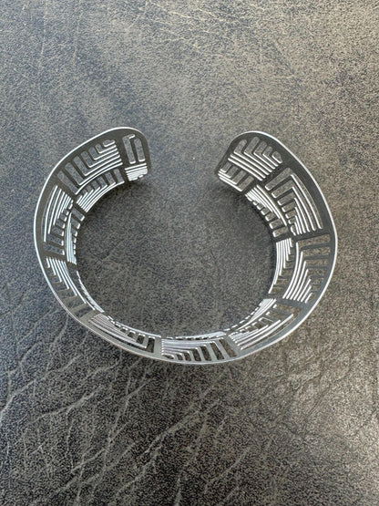 HarlemBling Italy Solid 925 Sterling Silver 1.5" BIG Wide Designer Cuff Bangle Bracelet 6-8"