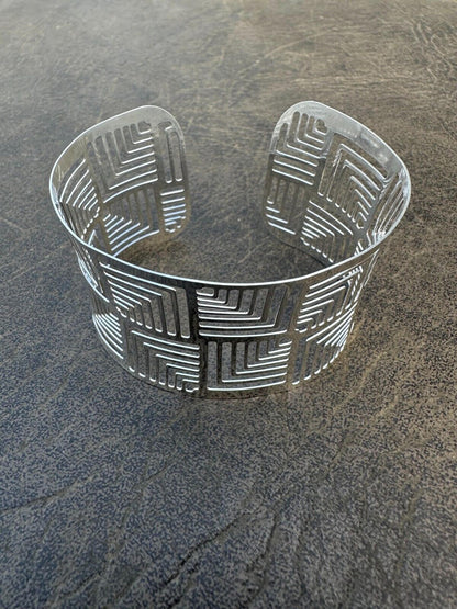 HarlemBling Italy Solid 925 Sterling Silver 1.5" BIG Wide Designer Cuff Bangle Bracelet 6-8"