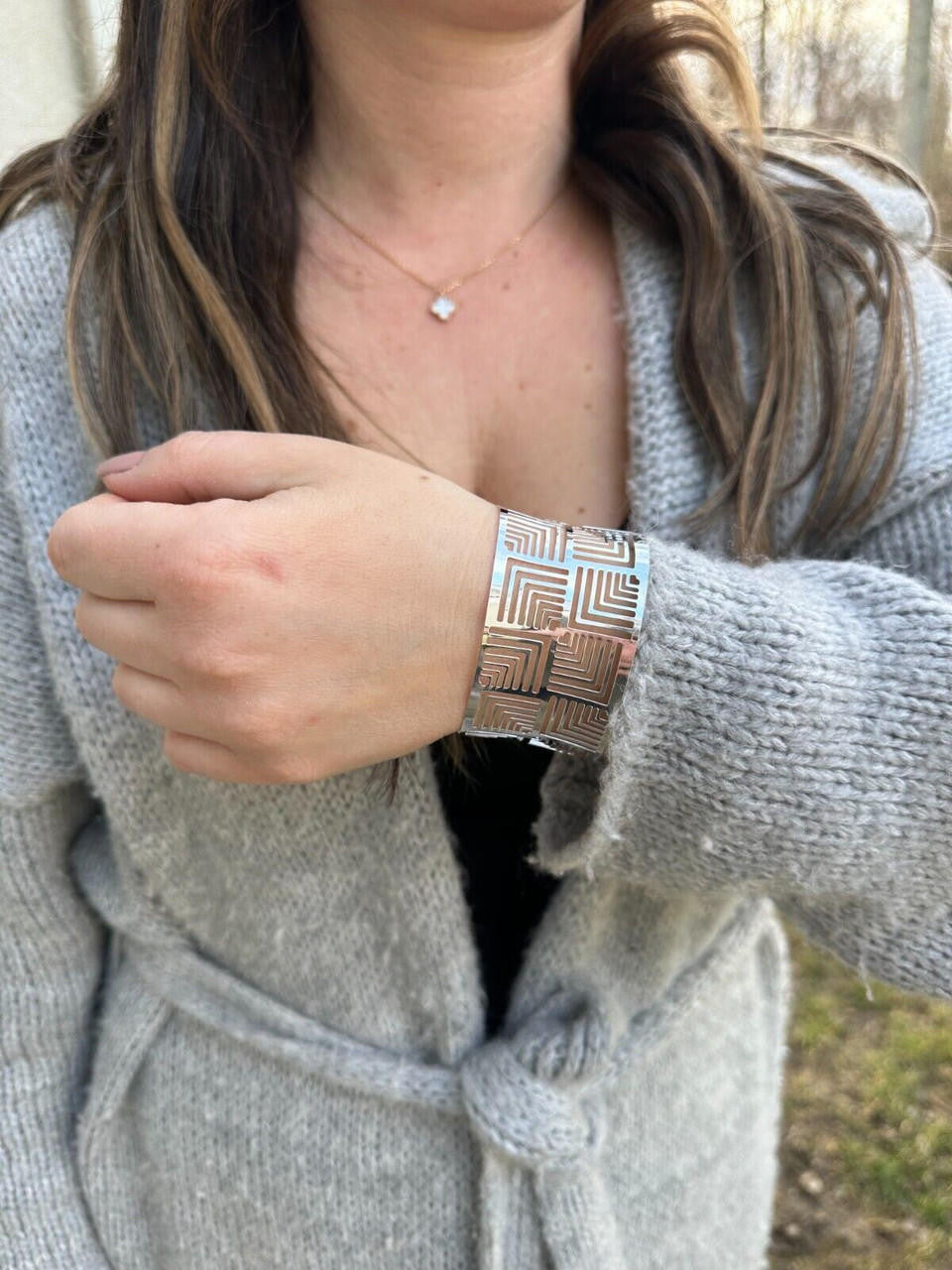 HarlemBling Italy Solid 925 Sterling Silver 1.5" BIG Wide Designer Cuff Bangle Bracelet 6-8"