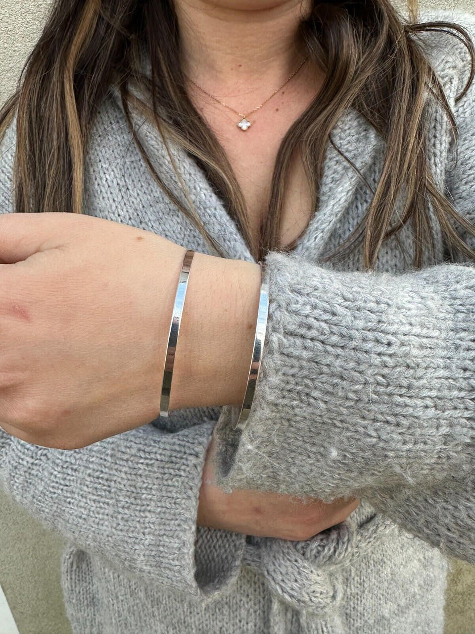 HarlemBling Italy Solid 925 Sterling Silver Plain 1.5" Wide Classic Cuff Bangle Bracelet