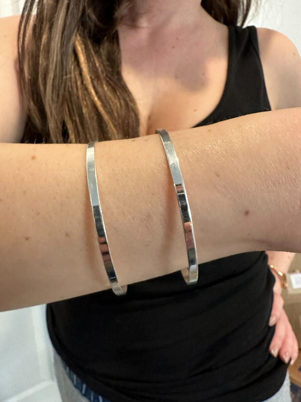 HarlemBling Italy Solid 925 Sterling Silver Plain 1.5" Wide Classic Cuff Bangle Bracelet