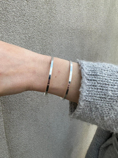 HarlemBling Italy Solid 925 Sterling Silver Plain 1.5" Wide Classic Cuff Bangle Bracelet