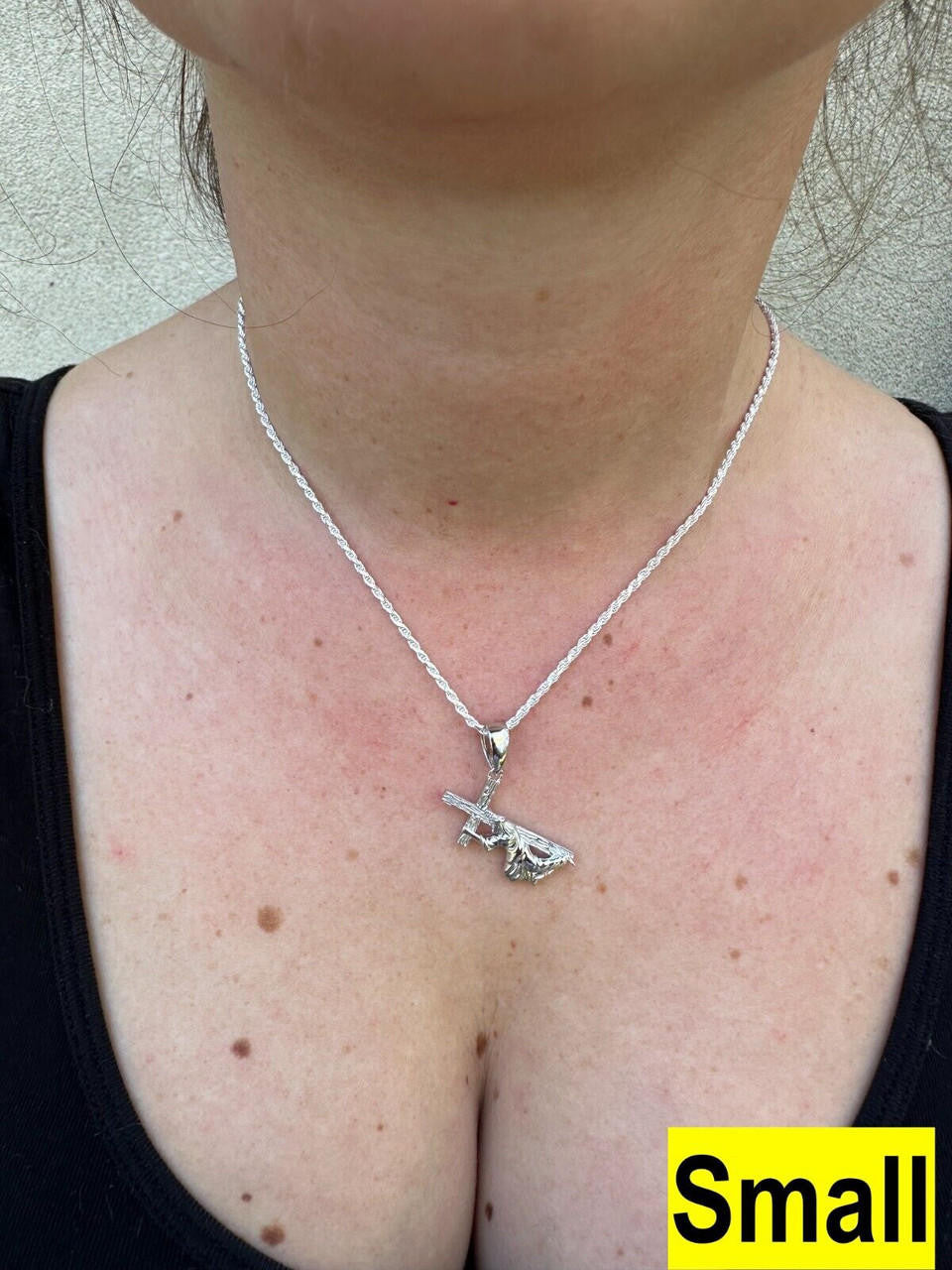 HarlemBling Jesus Carrying Cross Plain Crucifix Pendant Necklace 925 Sterling Silver 3 Sizes