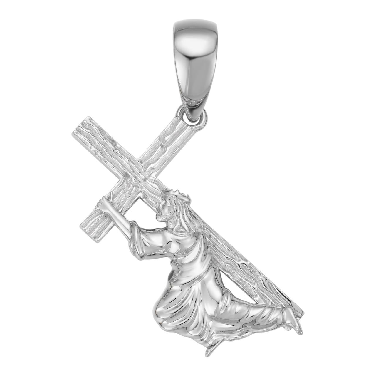 HarlemBling Jesus Carrying Cross Plain Pendant - 925 Silver - 3 Sizes 1"-3"