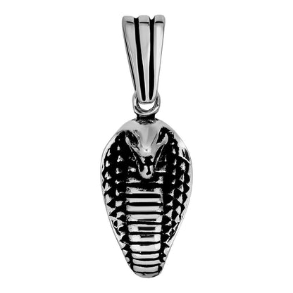 HarlemBling King Cobra Snake Pendant - Oxidized 925 Silver - Small 1"