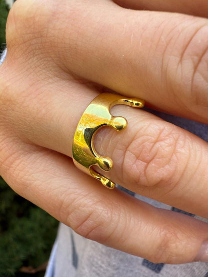 HarlemBling King/Queen Crown Ring - 14k Gold Vermeil 925 Silver - Plain