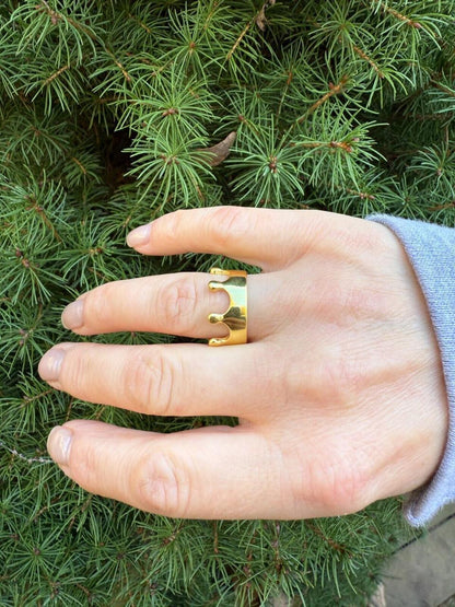 HarlemBling King/Queen Crown Ring - 14k Gold Vermeil 925 Silver - Plain