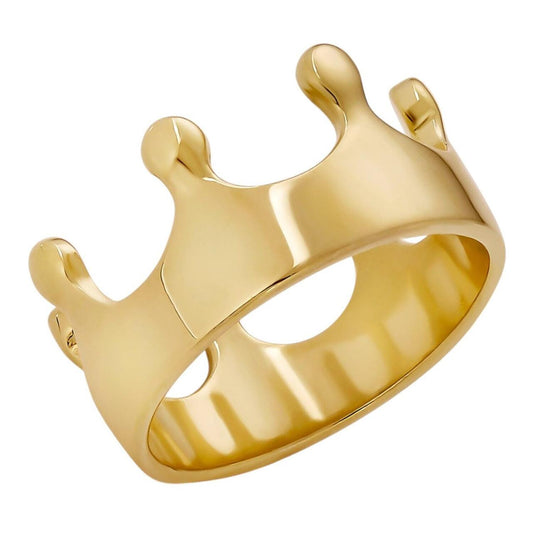 HarlemBling King/Queen Crown Ring - 14k Gold Vermeil 925 Silver - Plain