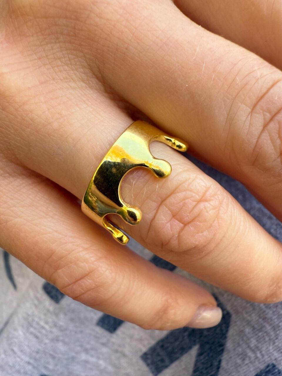 HarlemBling King/Queen Crown Ring - 14k Gold Vermeil 925 Silver - Plain