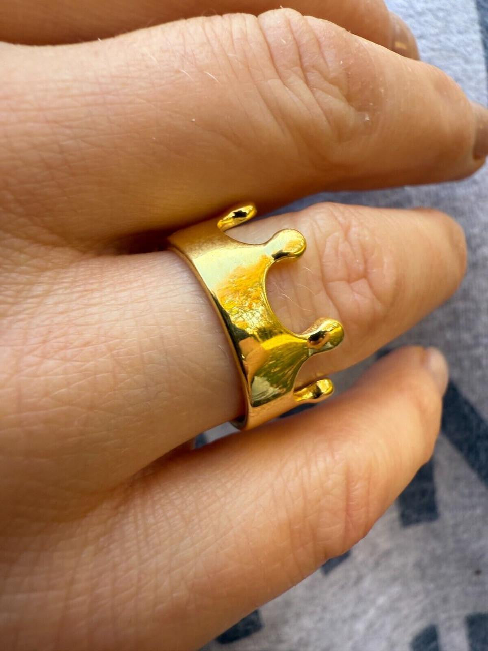 HarlemBling King/Queen Crown Ring - 14k Gold Vermeil 925 Silver - Plain