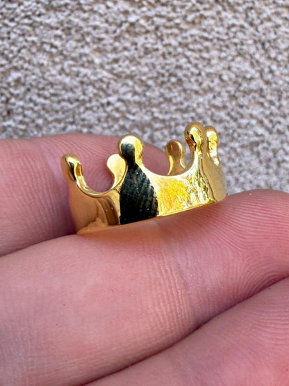 HarlemBling King/Queen Crown Ring - 14k Gold Vermeil 925 Silver - Plain