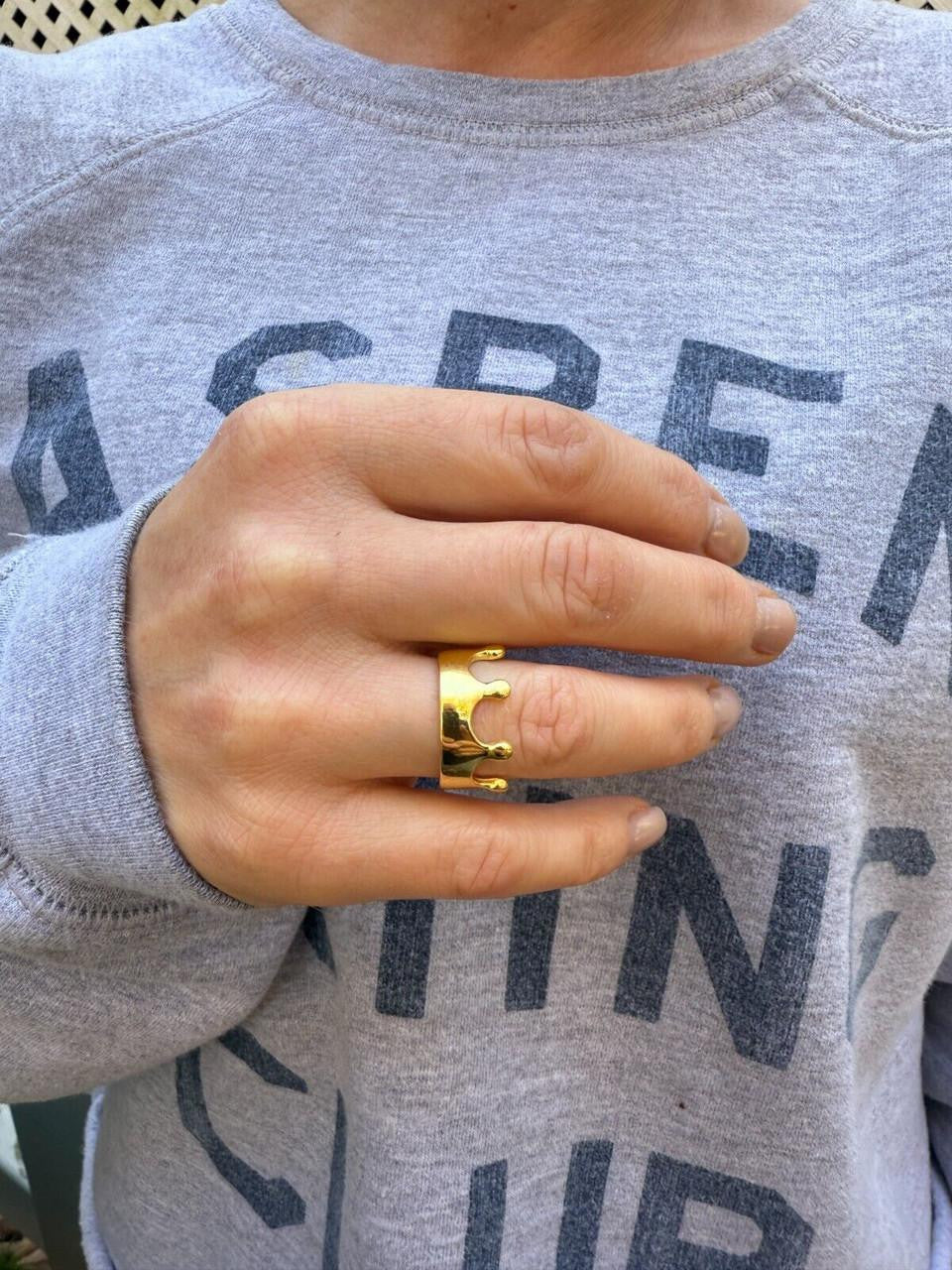 HarlemBling King/Queen Crown Ring - 14k Gold Vermeil 925 Silver - Plain