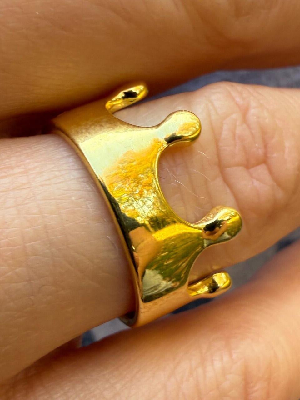 HarlemBling King/Queen Crown Ring - 14k Gold Vermeil 925 Silver - Plain