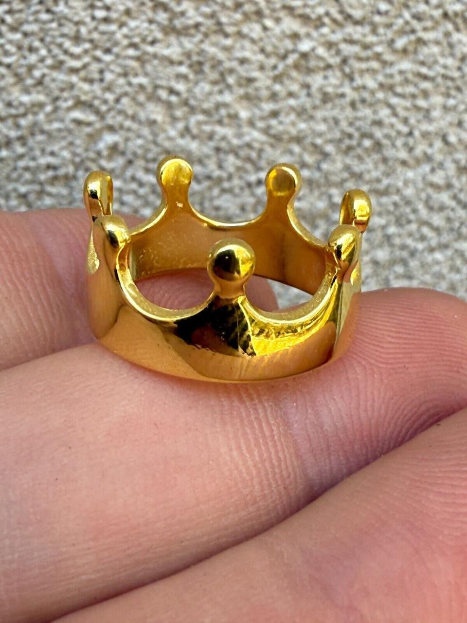 HarlemBling King/Queen Crown Ring - 14k Gold Vermeil 925 Silver - Plain