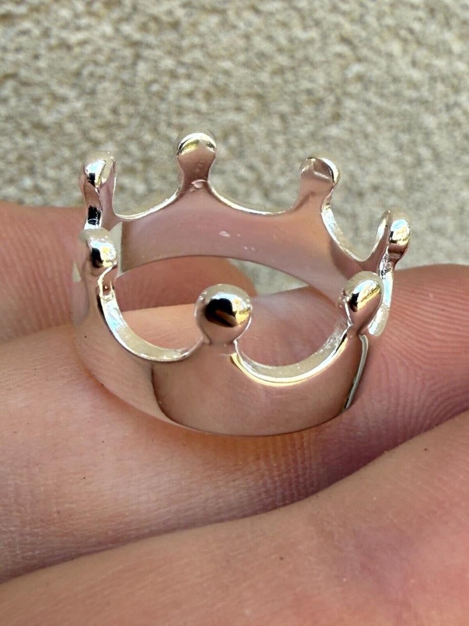 Crown Ring Solid 925 Sterling Silver Men's Ladies Plain King Queen